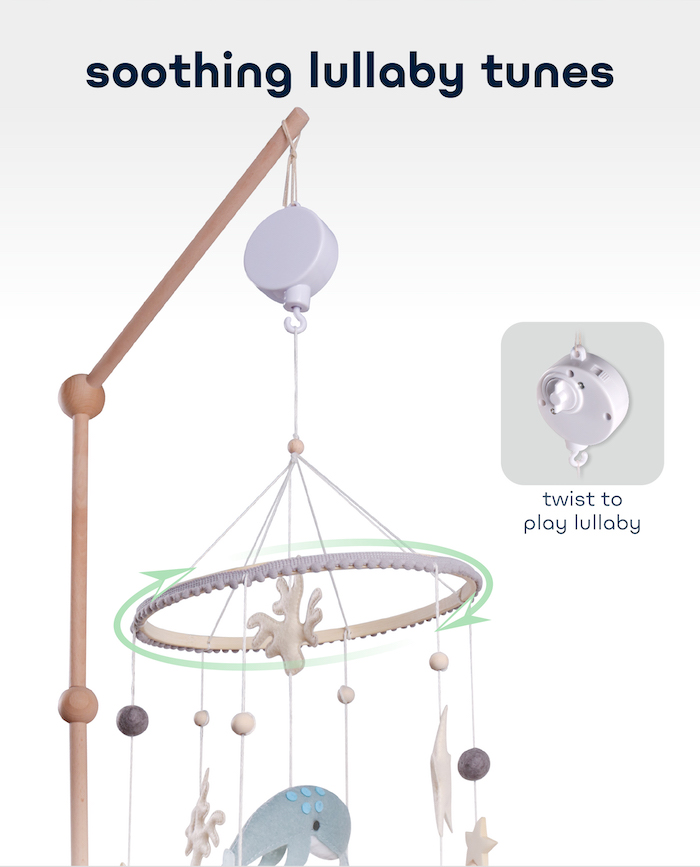 Comfy Living Musical Wooden Mobile Baby Cot Toys 宝宝床音乐玩具